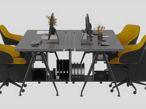 Conjunto de m&oacute;veis de escrit&oacute;rio para funcion&aacute;rios Modelo 3D