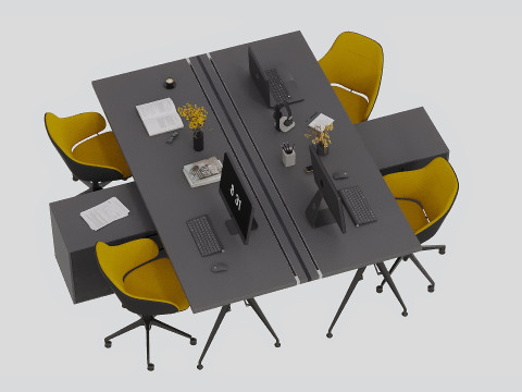 Employee Set Office Furniture Modelo 3D