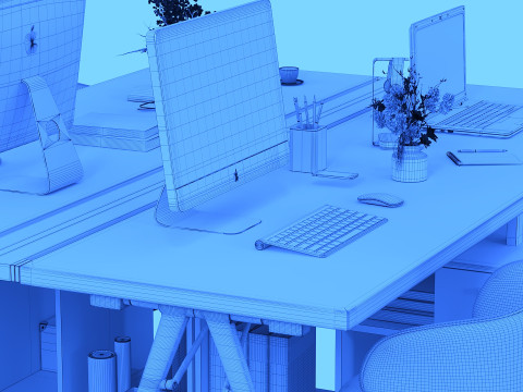 Employee Set Office Furniture Modelo 3D