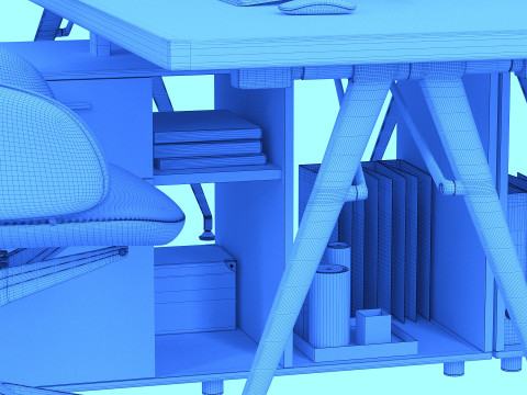 Employee Set Office Furniture Modelo 3D