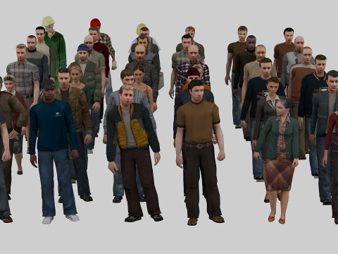 People for the crowd and background 3D Model