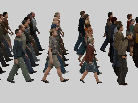 People for the crowd and background 3D Model