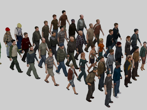 People for the crowd and background Modelo 3D