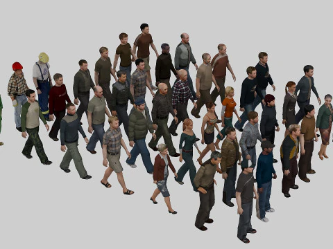 People for the crowd and background 3D Model