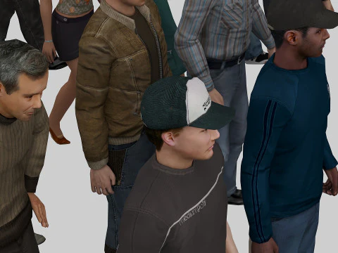 People for the crowd and background 3D Model