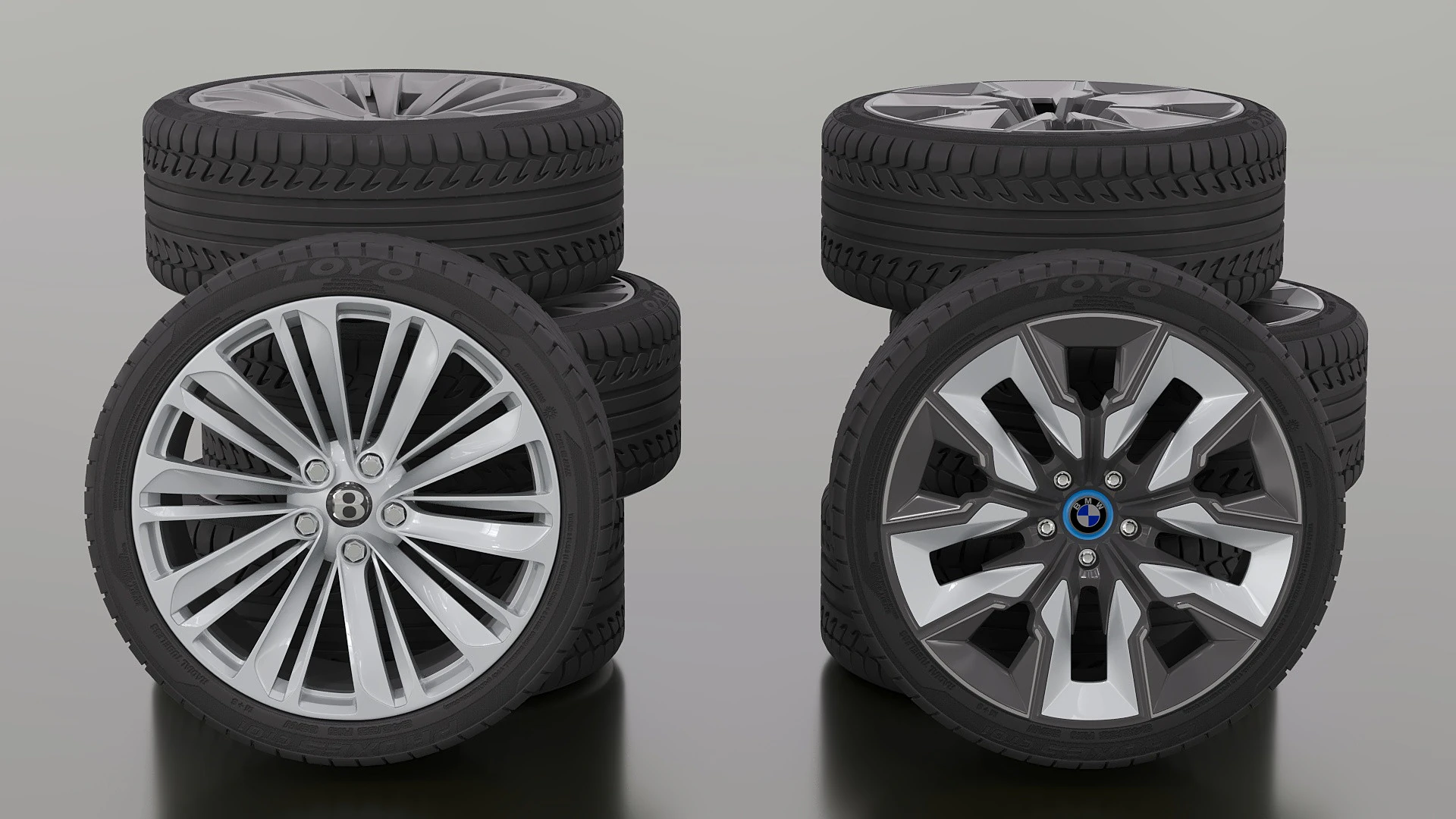 Bentley Wheels 3D Model .c4d .max .obj .3ds .fbx .stl .blend 
