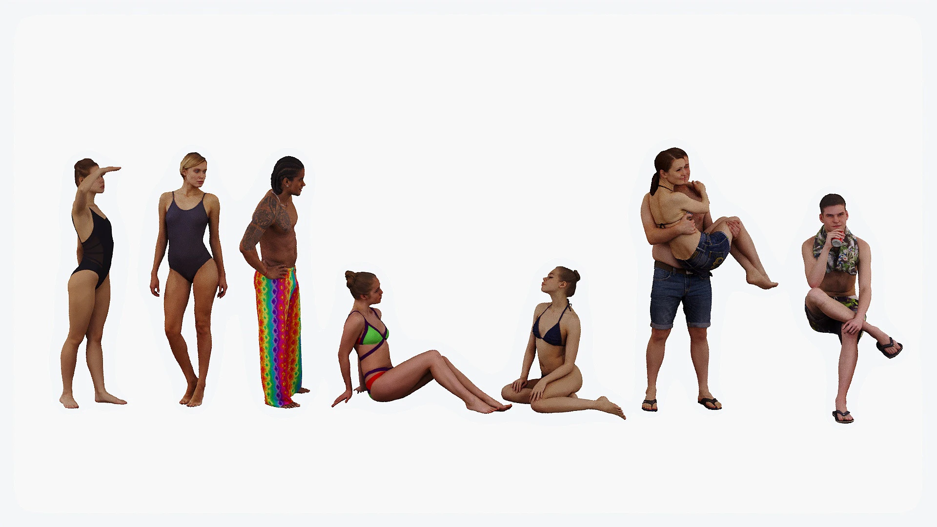 People on the beach 3D Model .c4d .max .obj .3ds .fbx .stl .blend 