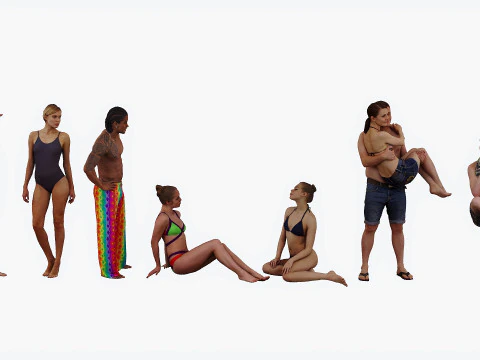 Mensen op het strand 3D Model