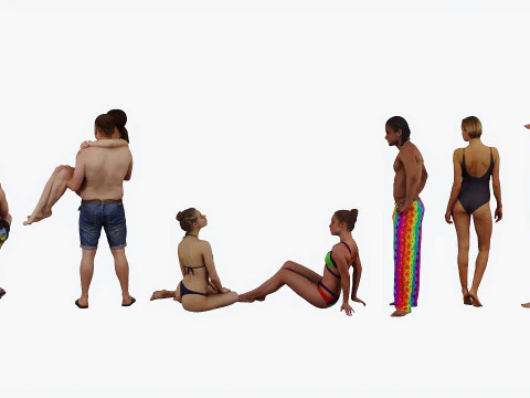 People on the beach 3D Model