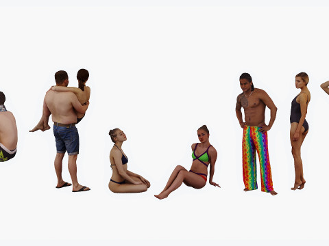 People on the beach 3D Model