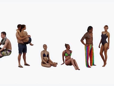 People on the beach 3D Model