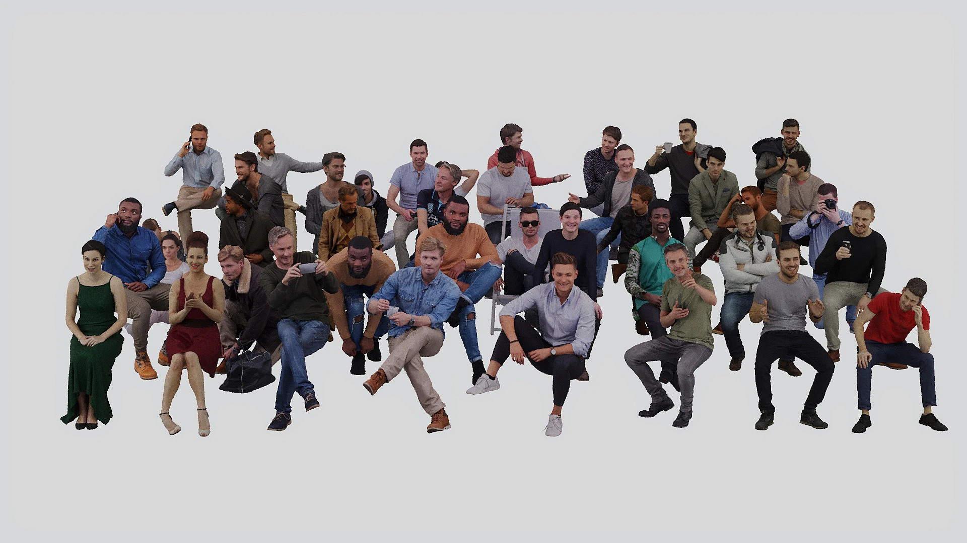 Sitting people 3D Model .c4d .max .obj .3ds .fbx .stl .blend