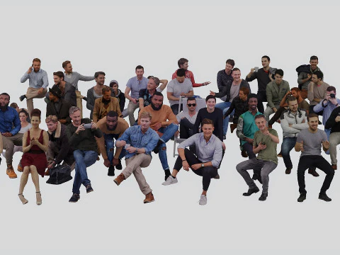 Siedzący ludzie Model 3D