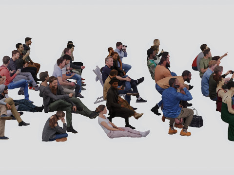 Sitting people 3D Model