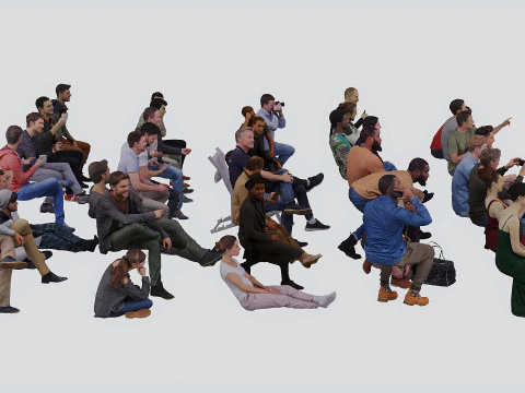Sitting people 3D Model