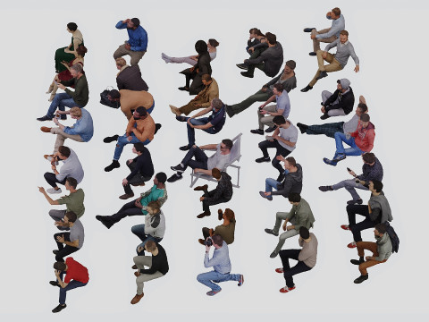 Sitting people 3D Model