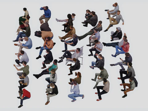 Sitting people 3D Model