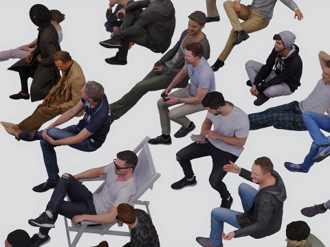 Sitting people 3D Model