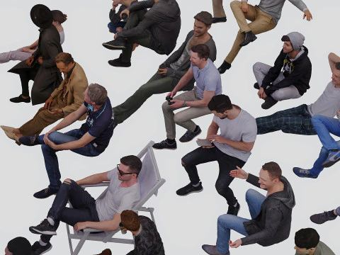 Sitting people 3D Model