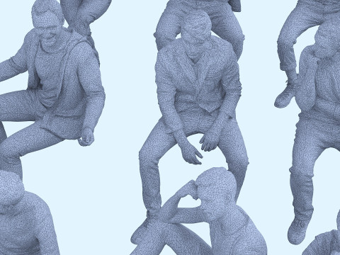 Sitting people 3D Model