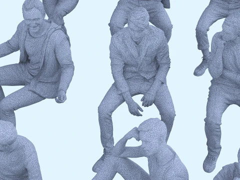 Sitting people 3D Model