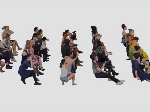 Sitting people01 3D Model