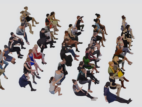 Sitting people01 3D Model