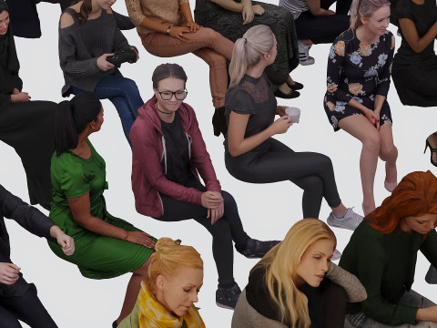 Sitting people01 3D Model