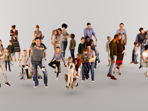 Children and parents 3Dモデル