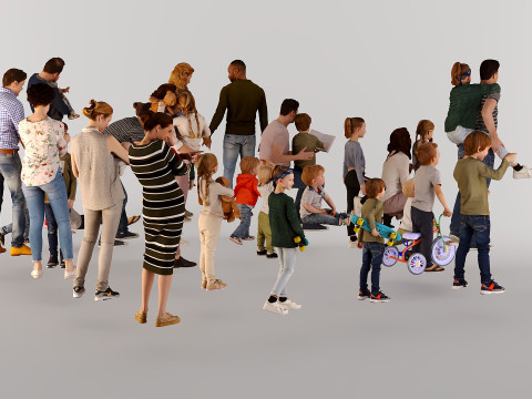 Children and parents 3D-Modell