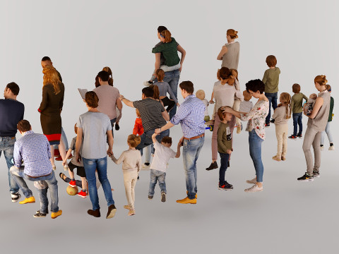 Children and parents 3D-Modell