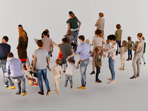 Children and parents 3D Model