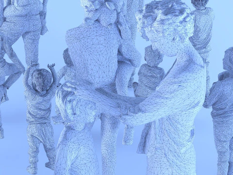 Children and parents 3D Model