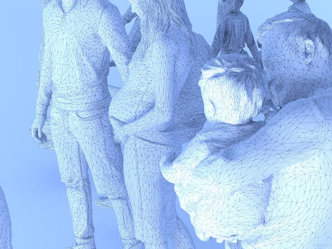 Children and parents 3D Model