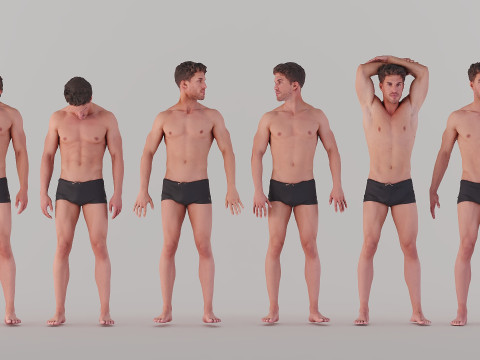 Male Standing Poses x6 3D Model