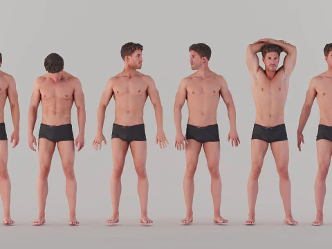 Posturas masculinas de pie x6 Modelo 3D
