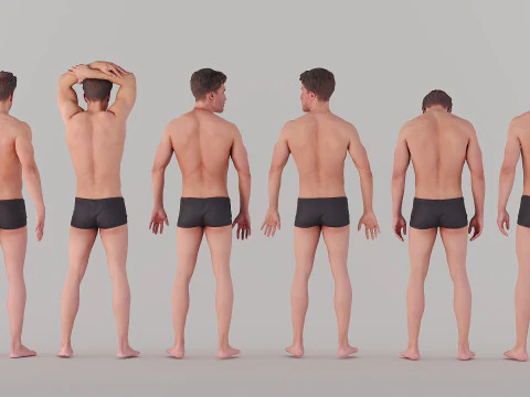 Male Standing Poses x6 3D Model