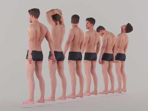 Male Standing Poses x6 3D Model