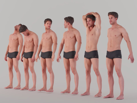 Male Standing Poses x6 3D Model