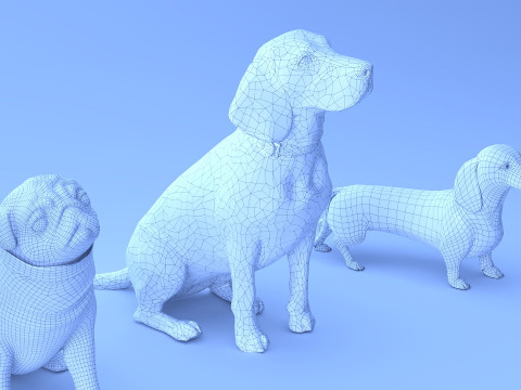 Small dog set x5 3D Model