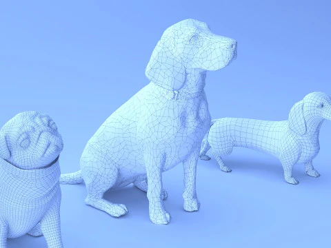 Small dog set x5 3D Model