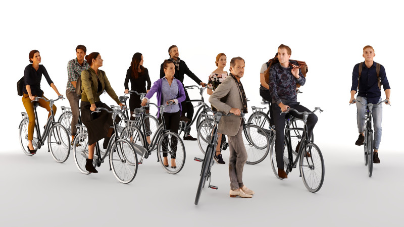 People on bicycles 3D Модель .c4d .max .obj .3ds .fbx .stl .blend 