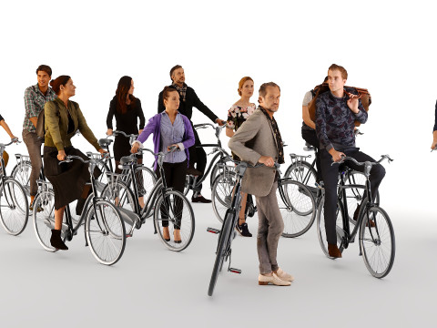 People on bicycles 3D Model