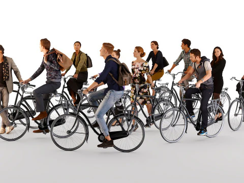 People on bicycles 3D Model