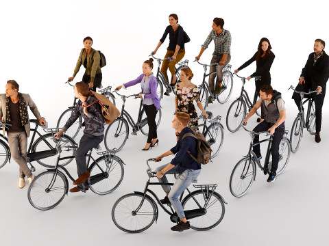 People on bicycles 3D Модель