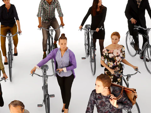 People on bicycles 3D Model
