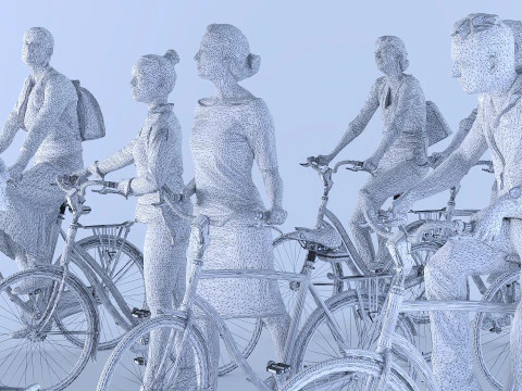 People on bicycles 3D Model