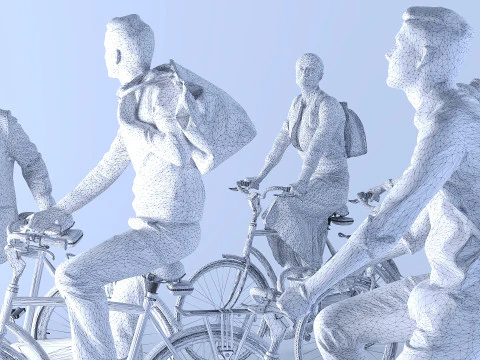 People on bicycles 3D Model