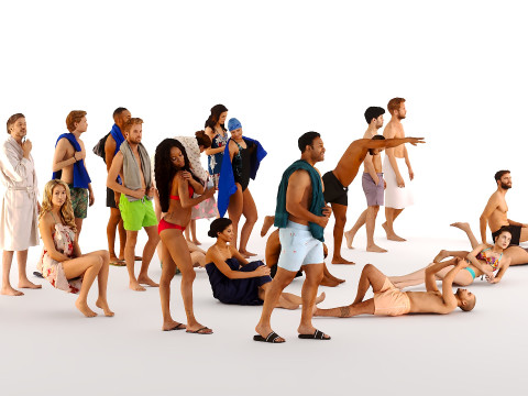 People on the beach Modelo 3D
