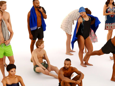 People on the beach 3D Model